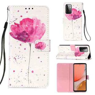 For Samsung Galaxy A72 5G / 4G 3D Painting Horizontal Flip Leather Case with Holder & Card Slot & Wallet & Lanyard(Pink Flower)