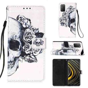For Xiaomi Poco M3 / Note 9 4G / Redmi 9 Power 3D Painting Horizontal Flip Leather Case with Holder & Card Slot & Wallet & Lanyard(Skull)