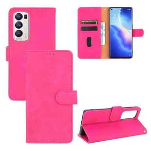 For OPPO Reno5 Pro+ Solid Color Skin Feel Magnetic Buckle Horizontal Flip Calf Texture PU Leather Case with Holder & Card Slots & Wallet(Rose Red)