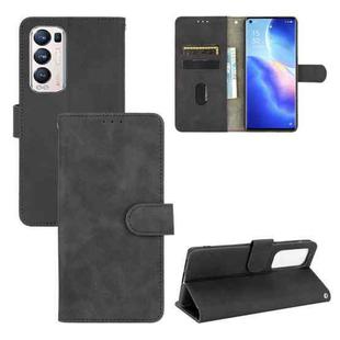 For OPPO Reno5 Pro+ Solid Color Skin Feel Magnetic Buckle Horizontal Flip Calf Texture PU Leather Case with Holder & Card Slots & Wallet(Black)
