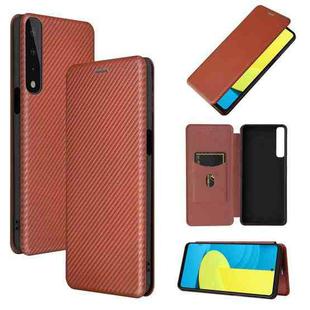 For LG Stylo 7 Carbon Fiber Texture Horizontal Flip TPU + PC + PU Leather Case with Card Slot(Brown)