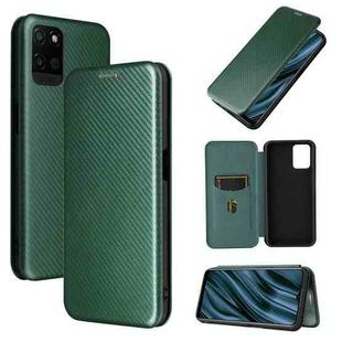 For OPPO Realme V11 5G Carbon Fiber Texture Horizontal Flip TPU + PC + PU Leather Case with Card Slot(Green)