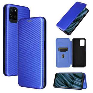 For OPPO Realme V11 5G Carbon Fiber Texture Horizontal Flip TPU + PC + PU Leather Case with Card Slot(Blue)