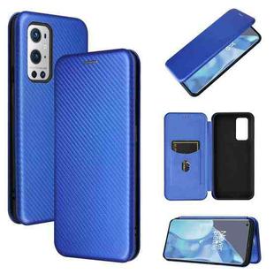 For OnePlus 9 Pro Carbon Fiber Texture Horizontal Flip TPU + PC + PU Leather Case with Card Slot(Blue)