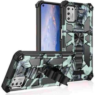 For Motorola Moto G Stylus (2021) Camouflage Armor Shockproof TPU + PC Magnetic Protective Case with Holder(Mint Green)