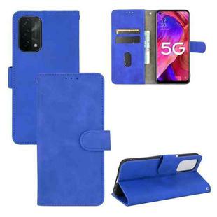 For Oppo A93 5G Solid Color Skin Feel Magnetic Buckle Horizontal Flip Calf Texture PU Leather Case with Holder & Card Slots & Wallet(Blue)