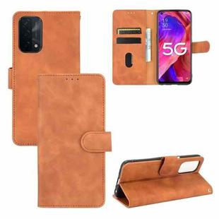 For Oppo A93 5G Solid Color Skin Feel Magnetic Buckle Horizontal Flip Calf Texture PU Leather Case with Holder & Card Slots & Wallet(Brown)