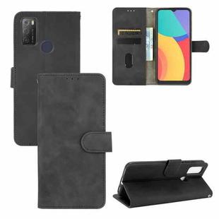 For alcatel 1S (2021) Solid Color Skin Feel Magnetic Buckle Horizontal Flip Calf Texture PU Leather Case with Holder & Card Slots & Wallet(Black)