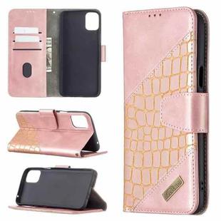 For LG K42 Matching Color Crocodile Texture Horizontal Flip PU Leather Case with Wallet & Holder & Card Slots(Rose Gold)