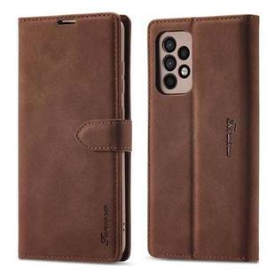 For Samsung Galaxy A52 5G/4G Forwenw F1 Series Matte Strong Magnetism Horizontal Flip Leather Case with Holder & Card Slots & Wallet & Photo Frame(Brown)
