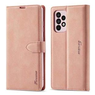 For Samsung Galaxy A72 5G/4G Forwenw F1 Series Matte Strong Magnetism Horizontal Flip Leather Case with Holder & Card Slots & Wallet & Photo Frame(Rose Gold)