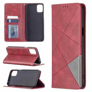 For LG K42 Rhombus Texture Horizontal Flip Magnetic Leather Case with Holder & Card Slots(Red)