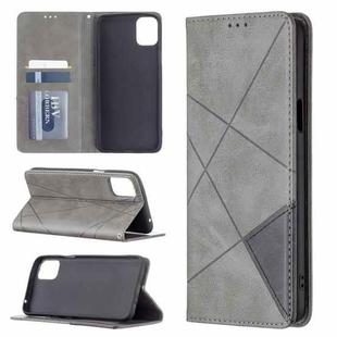 For LG K42 Rhombus Texture Horizontal Flip Magnetic Leather Case with Holder & Card Slots(Grey)