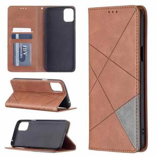 For LG K42 Rhombus Texture Horizontal Flip Magnetic Leather Case with Holder & Card Slots(Brown)