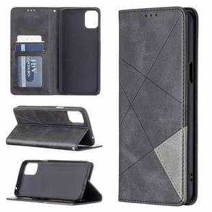 For LG K42 Rhombus Texture Horizontal Flip Magnetic Leather Case with Holder & Card Slots(Black)