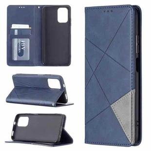 For Xiaomi Redmi Note 10 4G / Note 10s Rhombus Texture Horizontal Flip Magnetic Leather Case with Holder & Card Slots(Blue)