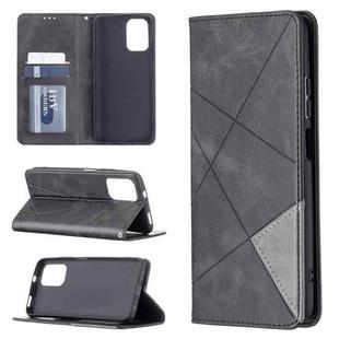 For Xiaomi Redmi Note 10 4G / Note 10s Rhombus Texture Horizontal Flip Magnetic Leather Case with Holder & Card Slots(Black)