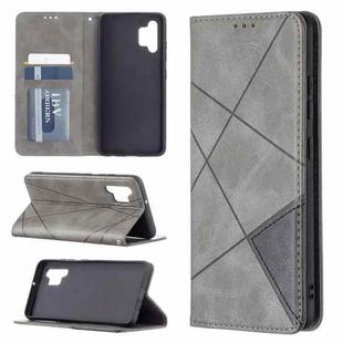 For Samsung Galaxy A32 4G Rhombus Texture Horizontal Flip Magnetic Leather Case with Holder & Card Slots(Grey)