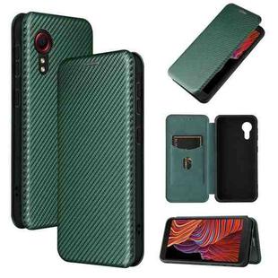 For Samsung Galaxy Xcover 5 Carbon Fiber Texture Horizontal Flip TPU + PC + PU Leather Case with Card Slot(Green)