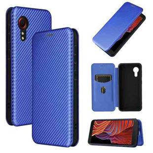For Samsung Galaxy Xcover 5 Carbon Fiber Texture Horizontal Flip TPU + PC + PU Leather Case with Card Slot(Blue)