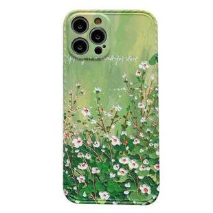 For iPhone 12 Pro Max IMD Workmanship Oil Painting Flower Protective Case(White Flowers)