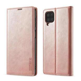 For Samsung Galaxy A12 LC.IMEEKE Strong Magnetism Ultra-thin Horizontal Flip Matte TPU + PU Leather Case with Holder & Card Slots & Wallet(Rose Gold)