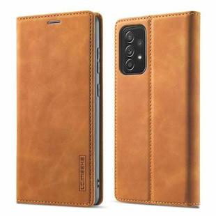 For Samsung Galaxy A52 5G / 4G LC.IMEEKE Strong Magnetism Ultra-thin Horizontal Flip Matte TPU + PU Leather Case with Holder & Card Slots & Wallet(Brown)