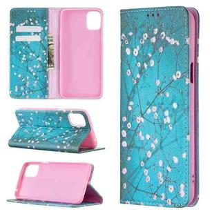 For LG K42 Colored Drawing Pattern Invisible Magnetic Horizontal Flip PU Leather Case with Holder & Card Slots & Wallet(Plum Blossom)