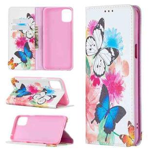 For LG K42 Colored Drawing Pattern Invisible Magnetic Horizontal Flip PU Leather Case with Holder & Card Slots & Wallet(Two Butterflies)