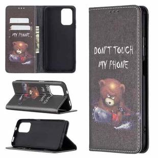 For Xiaomi Redmi Note 10 4G Colored Drawing Pattern Invisible Magnetic Horizontal Flip PU Leather Case with Holder & Card Slots & Wallet(Bear)