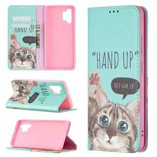 For Samsung Galaxy A32 4G Colored Drawing Pattern Invisible Magnetic Horizontal Flip PU Leather Case with Holder & Card Slots & Wallet(Cat)