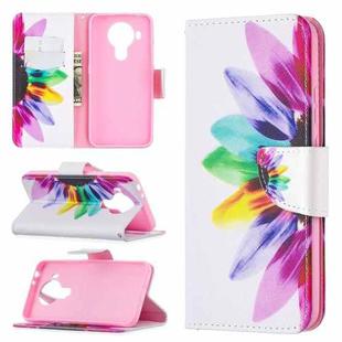 For Nokia 5.4 Colored Drawing Pattern Horizontal Flip Leather Case with Holder & Card Slots & Wallet(Sun Flower)