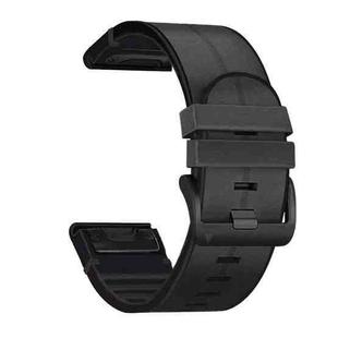 For Garmin Fenix 6X Silicone + Leather Quick Release Watch Band(Black)