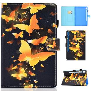 For Galaxy Tab S6 T860 / T865 Colored Drawing Horizontal Flip Leather Case with Holder & Card Slots & Pen Slot & Sleep / Wake-up Function(Gold Butterfly)