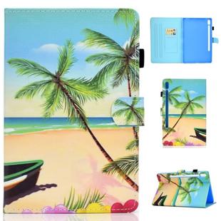 For Galaxy Tab S6 T860 / T865 Colored Drawing Horizontal Flip Leather Case with Holder & Card Slots & Pen Slot & Sleep / Wake-up Function(Beach)