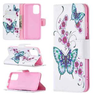 For Xiaomi Redmi Note 10 4G/Note 10S Colored Drawing Pattern Horizontal Flip Leather Case with Holder & Card Slots & Wallet(Peach Blossom Butterfly)