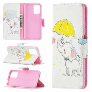 For Xiaomi Redmi Note 10 4G/Note 10S Colored Drawing Pattern Horizontal Flip Leather Case with Holder & Card Slots & Wallet(Umbrella Elephant)