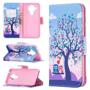 For Nokia 5.4 Colored Drawing Pattern Horizontal Flip Leather Case with Holder & Card Slots & Wallet(Owl)