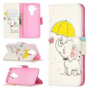 For Nokia 5.4 Colored Drawing Pattern Horizontal Flip Leather Case with Holder & Card Slots & Wallet(Umbrella Elephant)