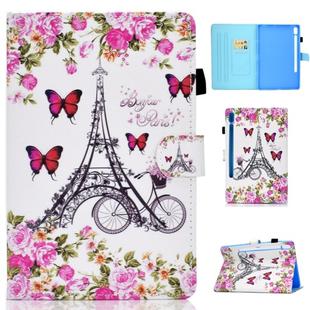 For Galaxy Tab S6 T860 / T865 Colored Drawing Horizontal Flip Leather Case with Holder & Card Slots & Pen Slot & Sleep / Wake-up Function(Flower Tower)