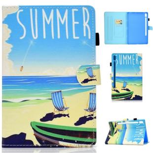 For Galaxy Tab S6 T860 / T865 Colored Drawing Horizontal Flip Leather Case with Holder & Card Slots & Pen Slot & Sleep / Wake-up Function(Beach)