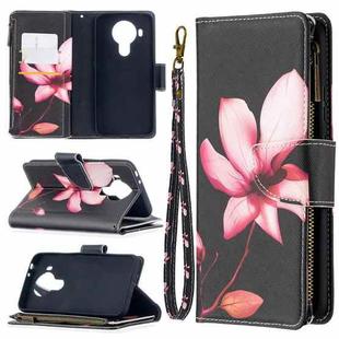 For Nokia 5.4 Colored Drawing Pattern Zipper Horizontal Flip Leather Case with Holder & Card Slots & Wallet & Lanyard(Lotus)