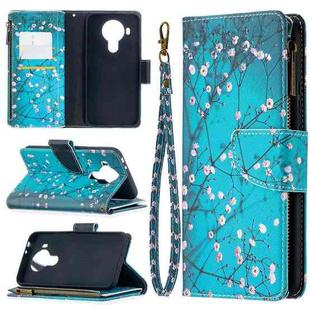 For Nokia 5.4 Colored Drawing Pattern Zipper Horizontal Flip Leather Case with Holder & Card Slots & Wallet & Lanyard(Plum Blossom)