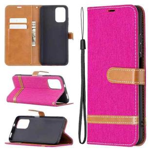 For Xiaomi Redmi Note 10 4G / Note 10S Color Matching Denim Texture Horizontal Flip Leather Case with Holder & Card Slots & Wallet & Lanyard(Rose Red)