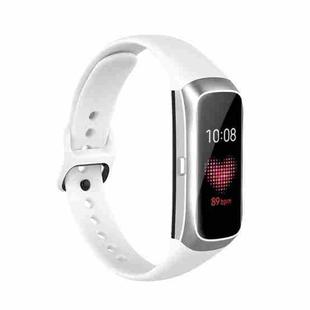 For Samsung Galaxy Fit SM-R370 Silicone Steel Shrapnel Black Buckle Watch Band(White)