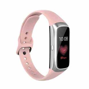 For Samsung Galaxy Fit SM-R370 Silicone Steel Shrapnel Black Buckle Watch Band(Pink)