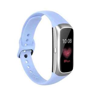 For Samsung Galaxy Fit SM-R370 Silicone Steel Shrapnel Black Buckle Watch Band(Chrysanthemum Blue)