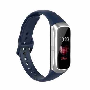 For Samsung Galaxy Fit SM-R370 Silicone Steel Shrapnel Black Buckle Watch Band(Blue)