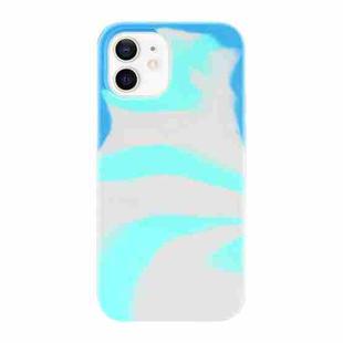 For iPhone 11 Liquid Silicone Watercolor Protective Case , Fixed Color, Random Shape(Blue Grey)