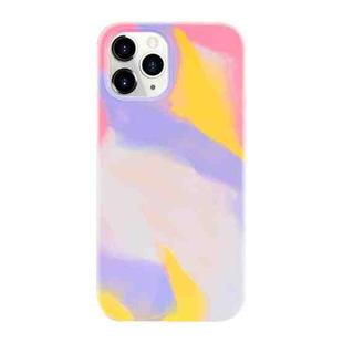 For iPhone 12 / 12 Pro Liquid Silicone Watercolor Protective Case, Fixed Color, Random Shape(Red Yellow Purple)